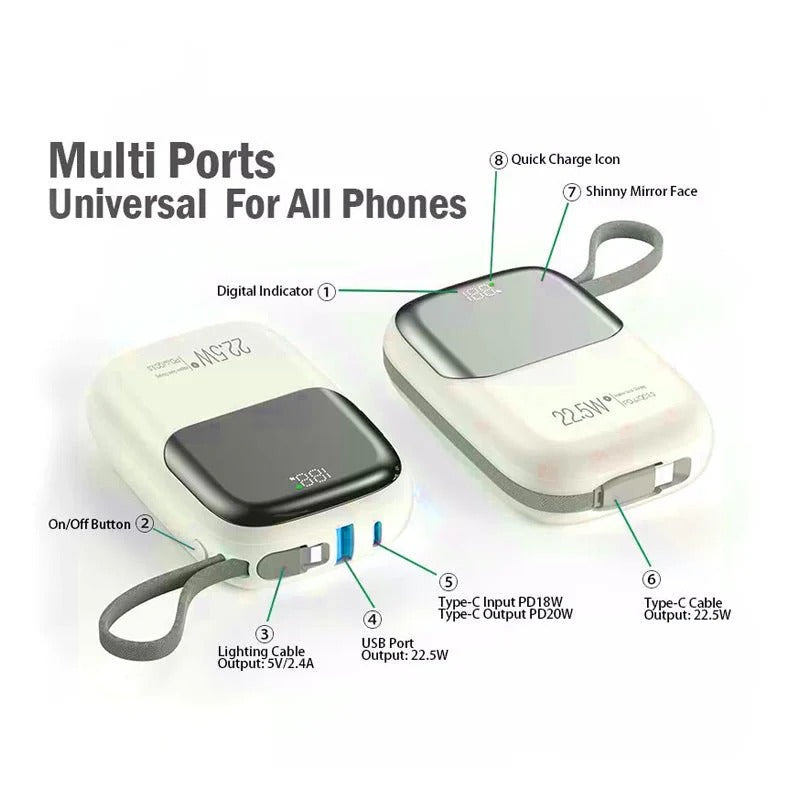 OALE — iPower Power Bank 10000mAh (Built-in Cables)
