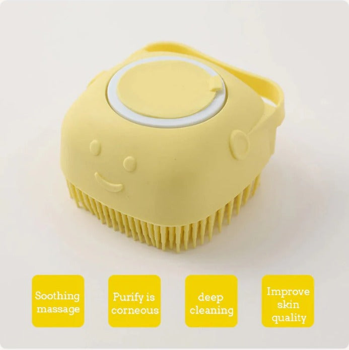 Silicone massage bath brush with soap dispenser — Souqella UAE