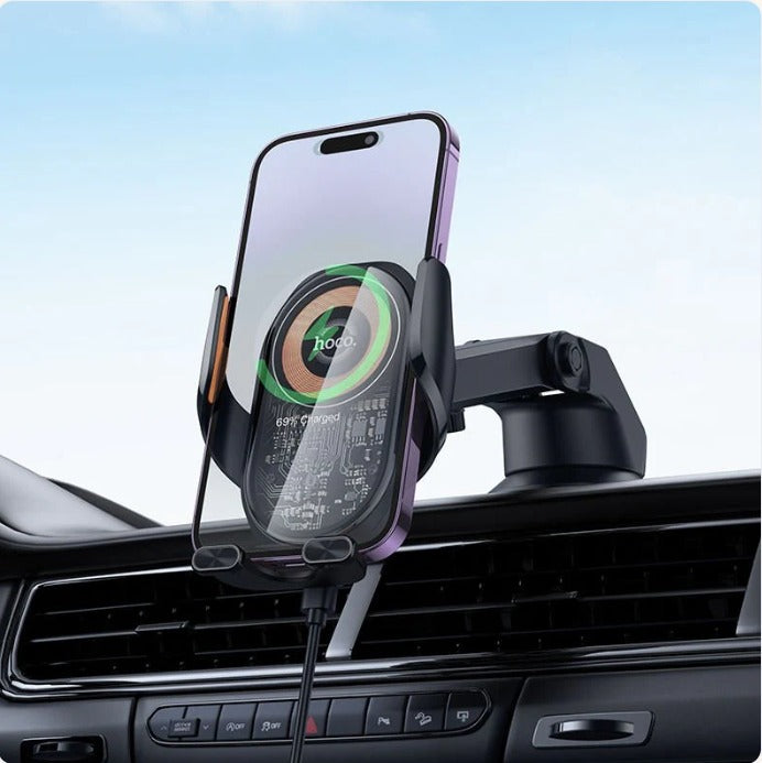 Hoco wireless charging car phone holder — Souqella UAE