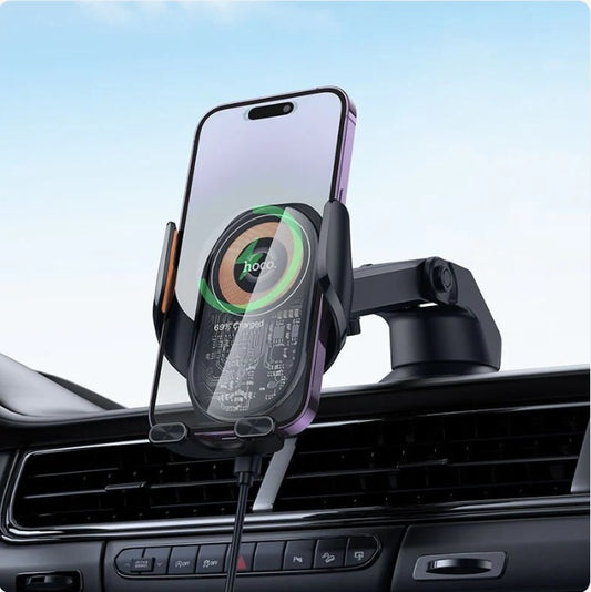 Hoco wireless charging car phone holder — Souqella UAE