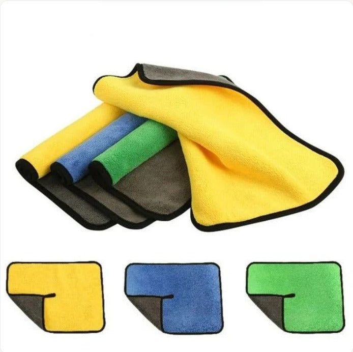 Double-sided microfiber car cleaning cloths 60x60cm, pack of 2 — Souqella UAE