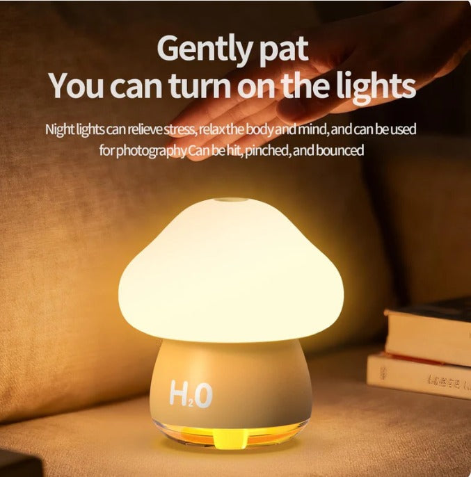 Paipai mushroom lamp humidifier with tap-on night light — Souqella UAE