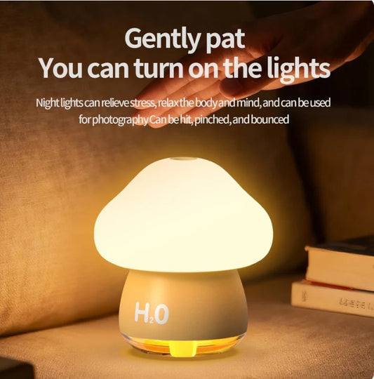Paipai mushroom lamp humidifier with tap-on night light — Souqella UAE