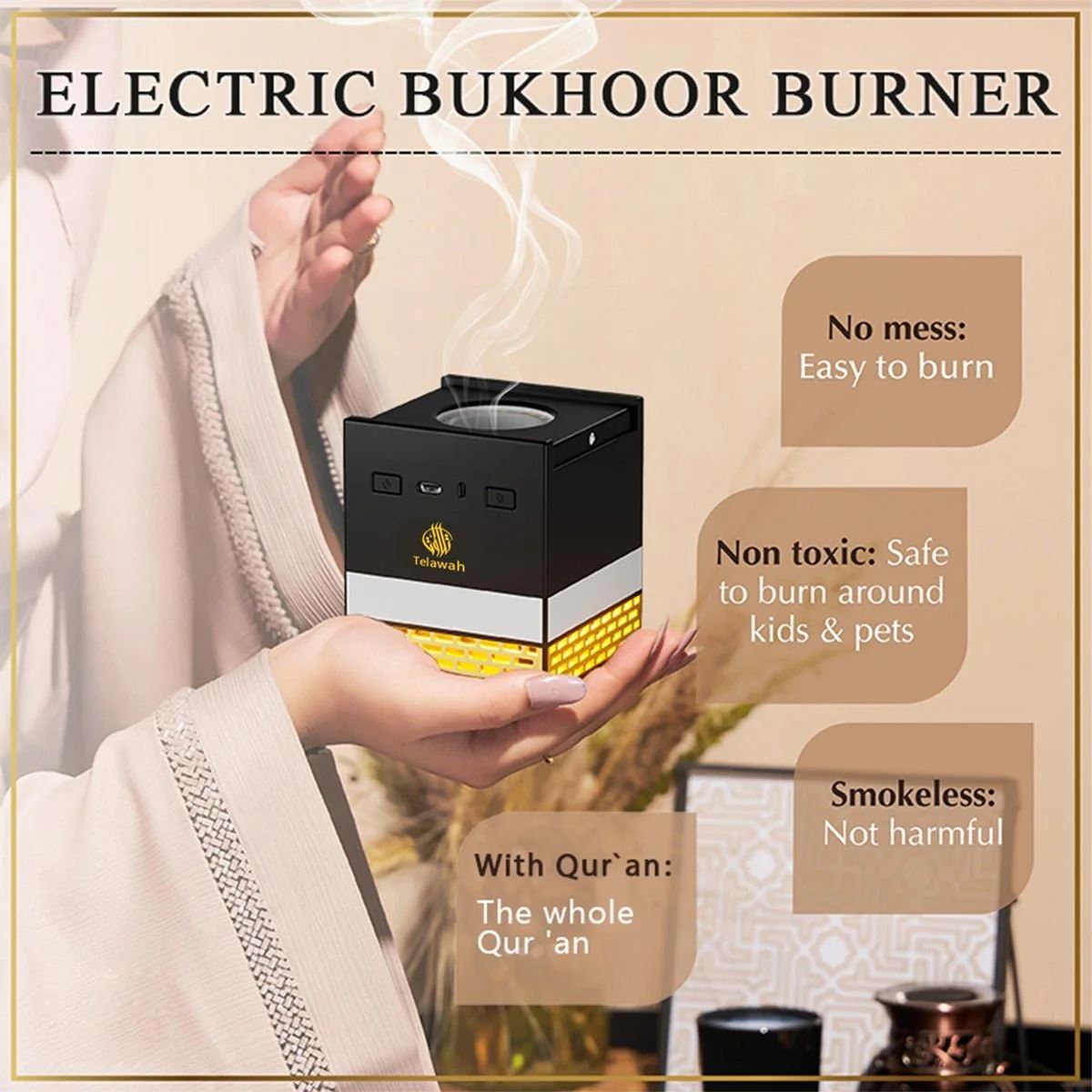 Telawah — Electric Bakhoor Burner + Full Quran Speaker